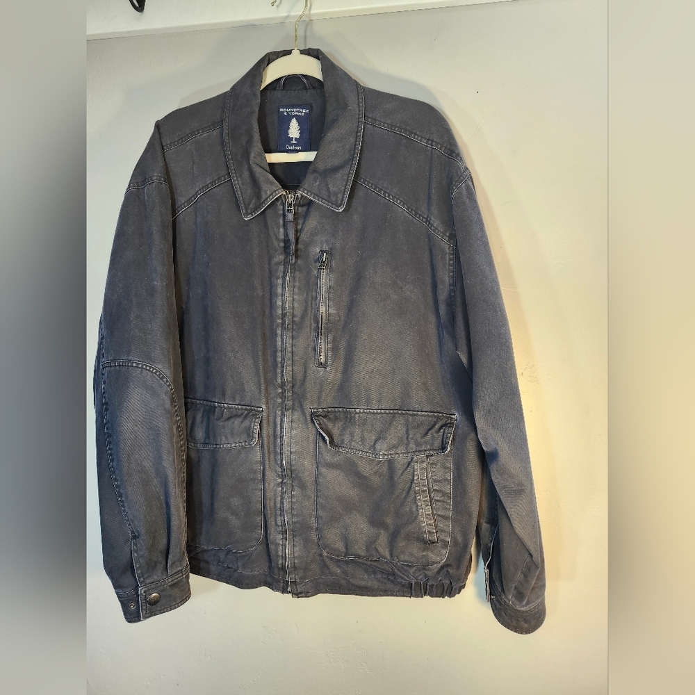 Roundtree & Yorke Men's Charcoal Field Jacket Canvas Sz XL